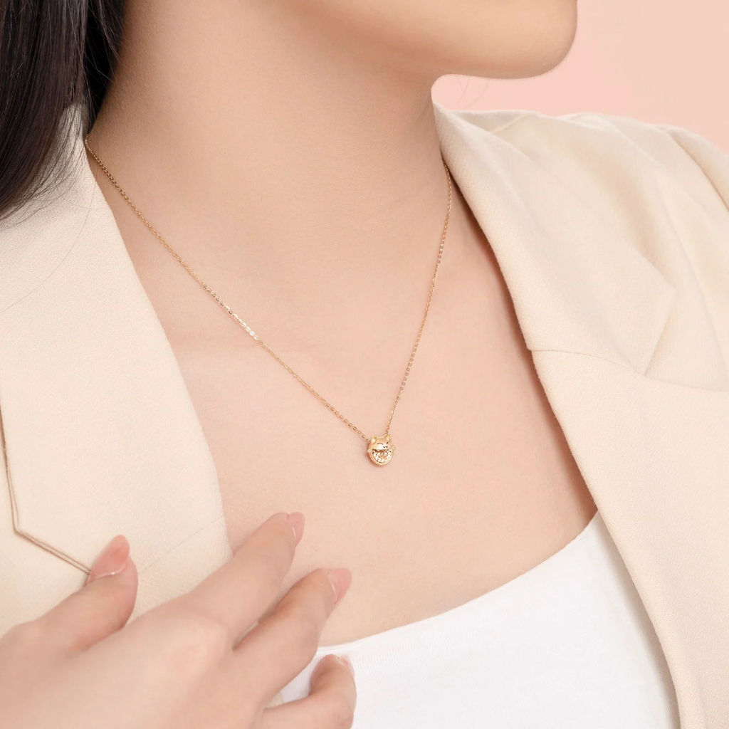 Mặt Dây Chuyền Mèo Đại Cát Phong Thủy Vàng 14K MDMAMD656 Huy Thanh Jewelry