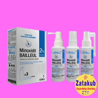 Xịt mọc tóc giảm rụng tóc và kích thích mọc tóc minoxidil bailleul 2% 3 x60ml