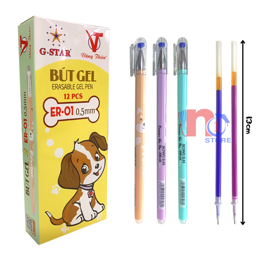 Hộp 12 Cây Viết Gel Xóa Được 0.5mm Gstar ER01 mực xanh, tím [ Chính hãng - Viết êm, mực đậm dễ tẩy xóa ]