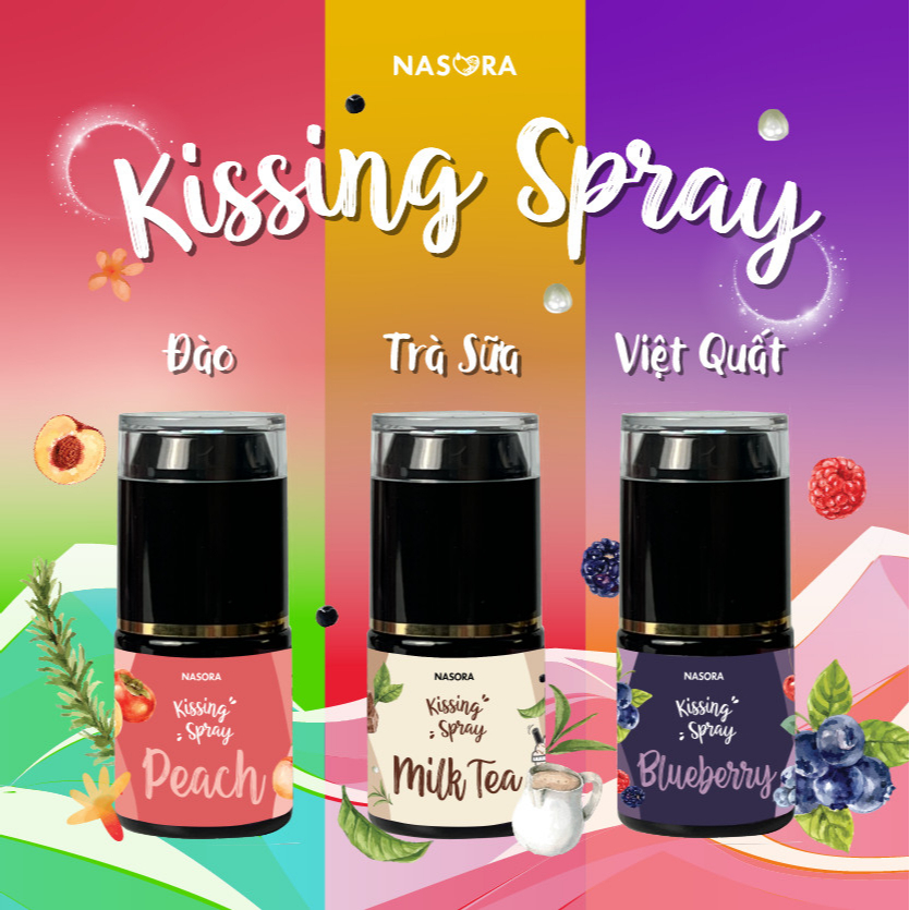 Xịt Thơm Miệng Kissing Spray Nasora 20ml Trái Cây Cà Phê Trà Sữa Hương Thơm Ngọt Ngào Thanh Khiết