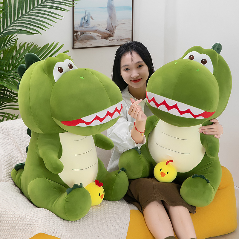 Thú Nhồi Bông Hình Khủng Long Gà Con Màu Xanh Lá Siêu Mềm
