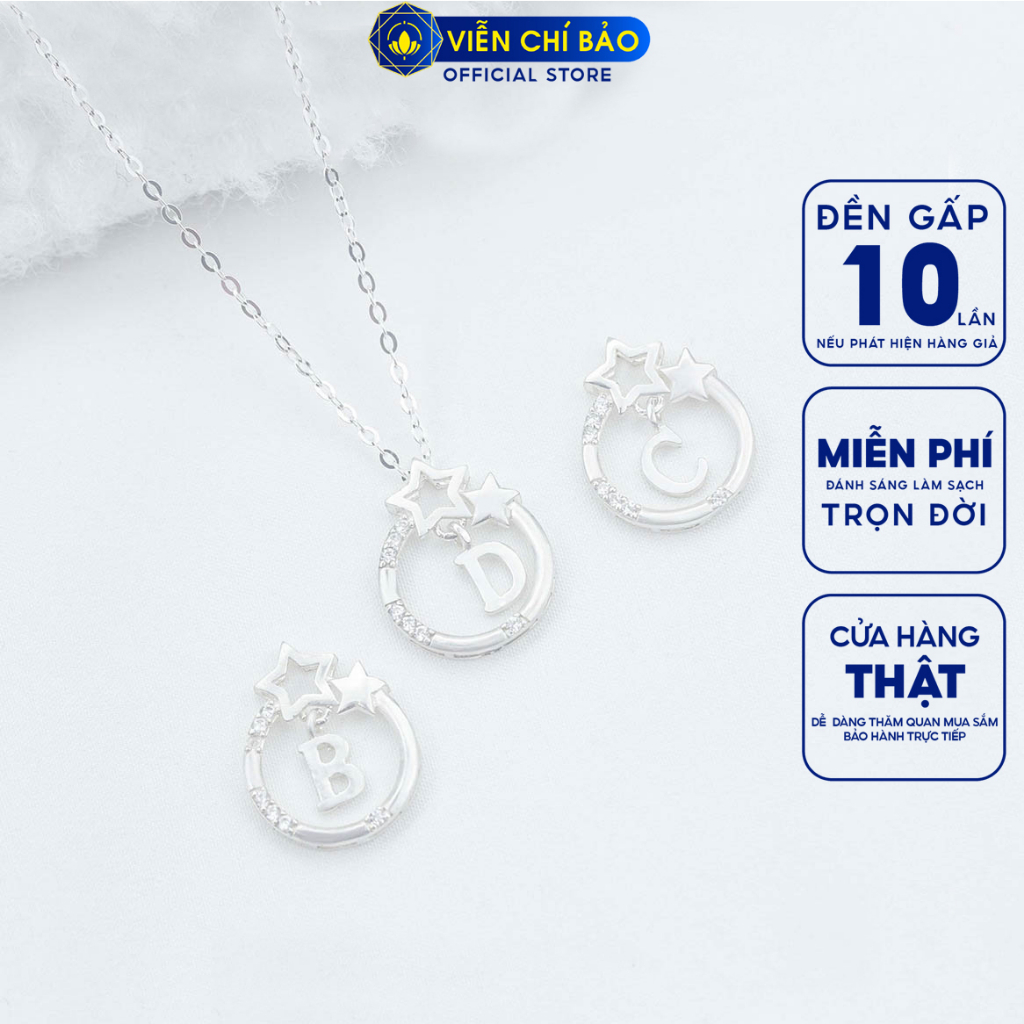 Dây chuyền bạc nữ mặt chữ cái chất liệu bạc 925 thời trang phụ kiện trang sức Viễn Chí Bảo D400689