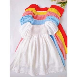Váy đầm Smock chun tay búp 5 màu cho bé gái 7kg - 25kg