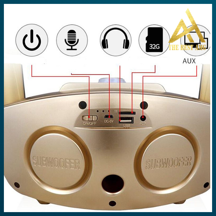 Loa Karaoke Bluetooth 2 Mic Không Dây Di Động SD-306 Mắt Mèo - Loa Nghe Nhạc Bass Cực Mạnh Thiết Kế Đẹp