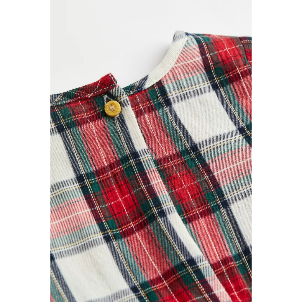 Váy dài tay caro đỏ HM H&M_hàng chính hãng authentic