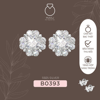 Bông (khuyên) tai nữ BẠC Ý S925 thật chốt vặn xoàng cao cấp | Mi.A Trang sức bạc