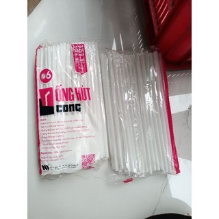 ống hút nhựa cong phi 6 màu trắng