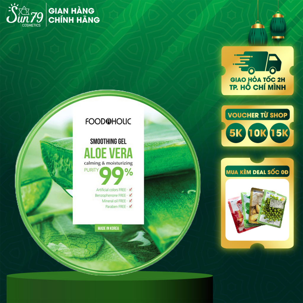Gel Dưỡng Nha Đam Chăm Sóc Da Và Tóc Toàn Diện Foodaholic ALOE Vera 99% Soothing Gel 300ml