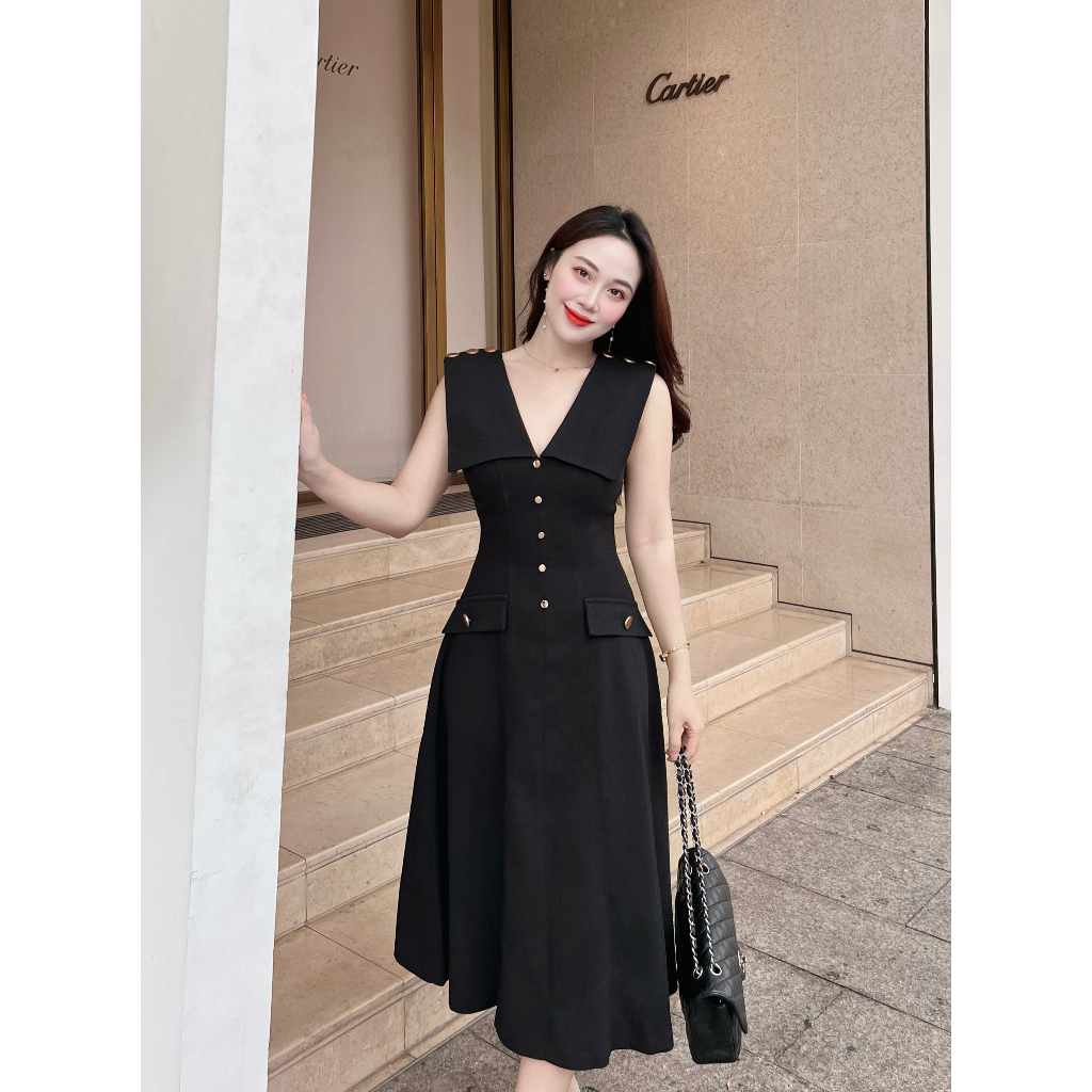 Đầm vạt vai cúc dọc Fiona - MAIIMER