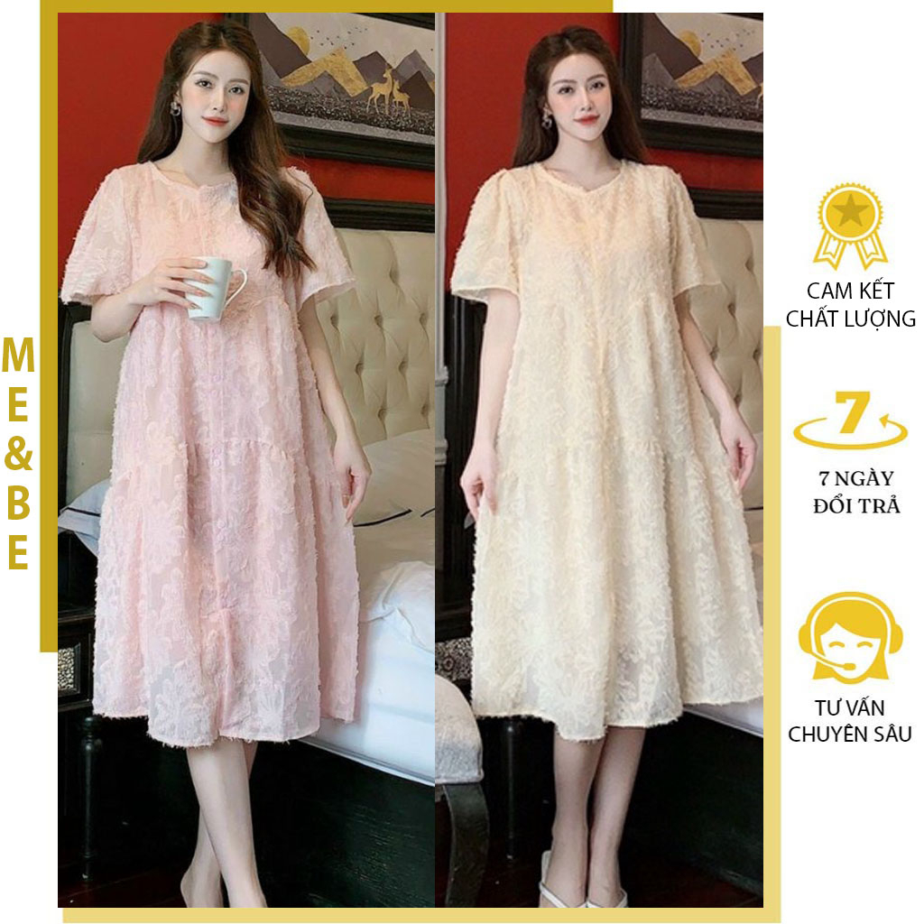 ĐẦM BẦU DỰ TIỆC DÁNG SUÔNG CHẤT REN LÔNG TIỂU THƯ - VÁY BẦU CÔNG SỞ BABYDOLL