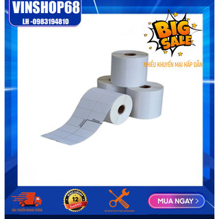 Giấy decal nhiệt 50x30mm cuộn 50m, 3000 tem/ cuộn,  in tem nhãn, mã vạch ...