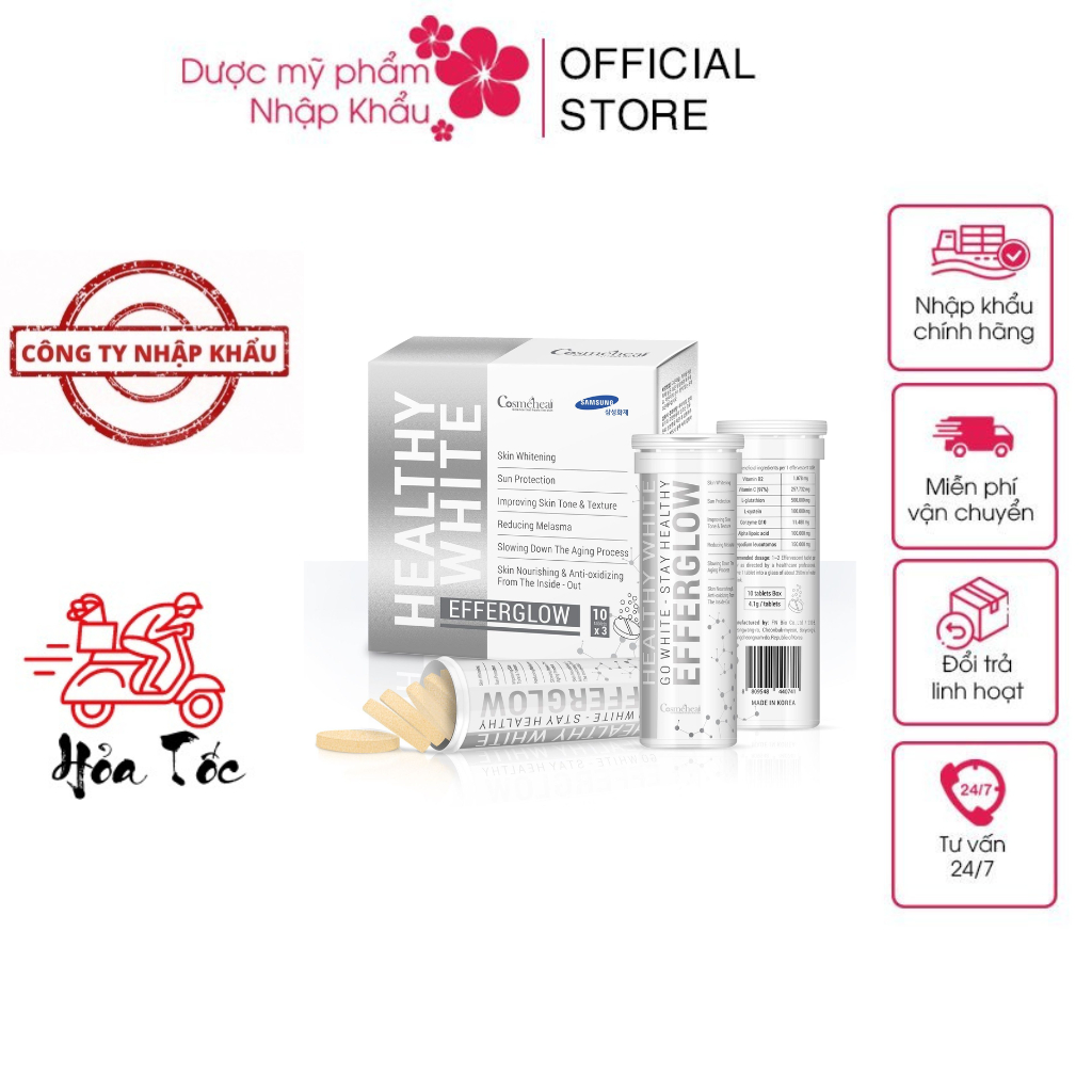 Viên Uống Viên Sủi Trắng Da Chống Nắng Giảm Sạm Thâm Nám Chống Lão Hóa Cosmeheal Healthy White 30viên
