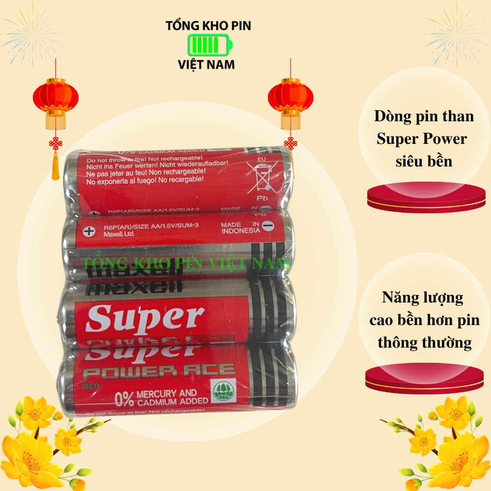 Pin AA Maxell than tiểu (đỏ) Super Power Chính Hãng