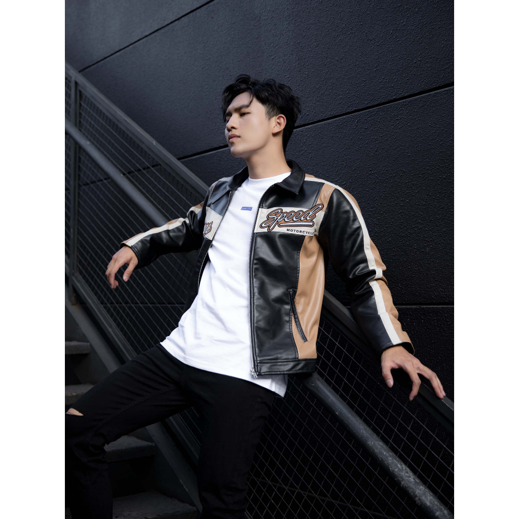 Áo Khoác Nam Leather Biker Premium, Chất Da PU Thoải Mái, AK0022, SOMEHOW