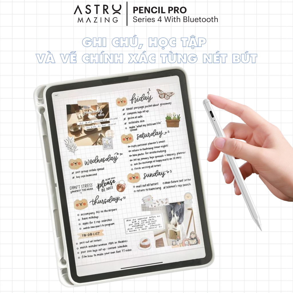 [Quà 450K] Bút cảm ứng iPad Stylus AstroMazing Pencil 2 Pro dành cho iPad Pro 11 12.9 Gen 6 7 8 9 10 Air 4 5 Mini
