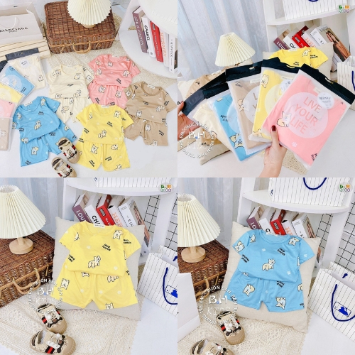 Đồ bộ bé trai , đồ bộ bé gái cộc tay thun lạnh cho bé từ 7kg đến 17kg - JKIDSVN