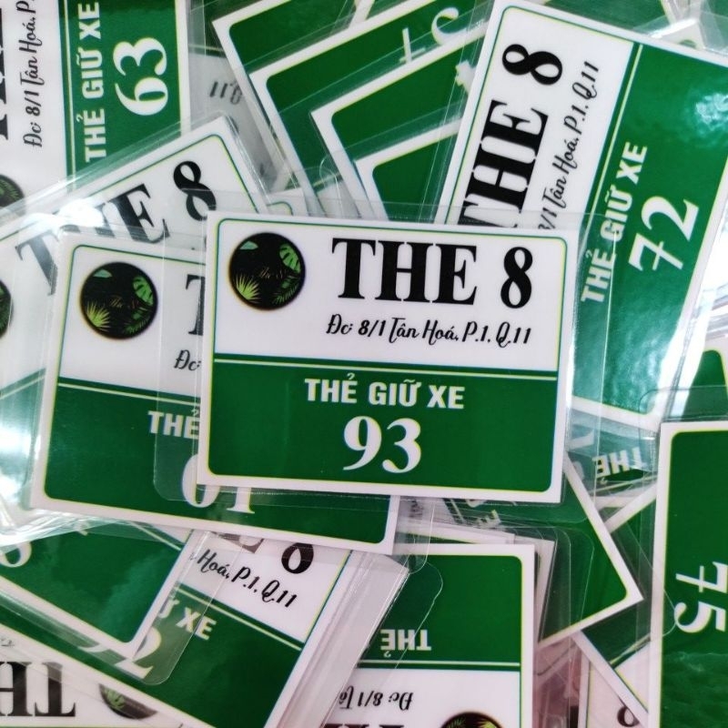 100 thẻ giữ xe ép plastic cứng full viền, chống nước  100%