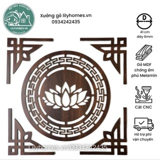 Bộ trang trí ban thờ, phòng thờ gỗ MDF Thái Lan chống ẩm màu Nâu óc chó 41cm