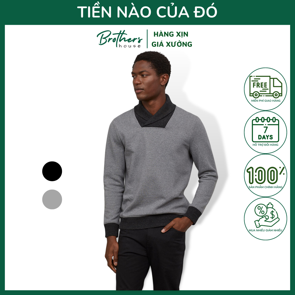 |Auth| Áo nỉ | sweater HM cổ xếp hàng hiếm, lịch lãm năng động dễ mix match
