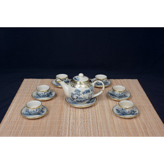 Bộ ấm chén men rạn bọc đồng