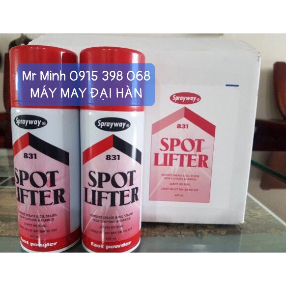 Chai Tẩy Dầu Máy Dính Trên Vải Mau Khô Sprayway Spot Lifter 831 - 400ml - Dễ Dàng Sử Dụng, Không Để Lại Vết Sau Khi Xịt