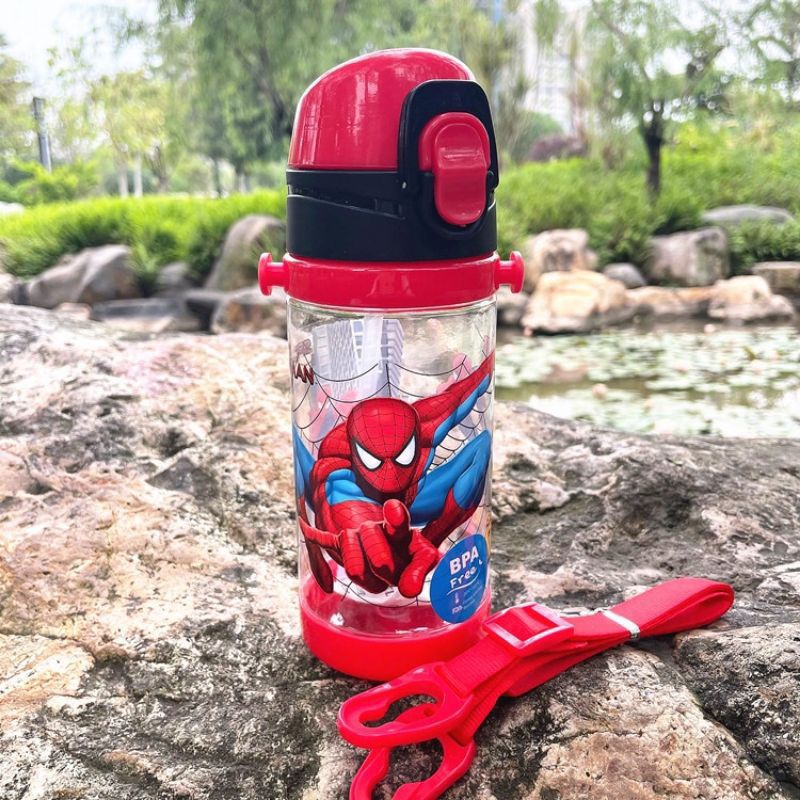 BÌNH NƯỚC HÌNH SIÊU NHÂN CÔNG CHÚA 450ML CÓ ỐNG HÚT  CHO BÉ