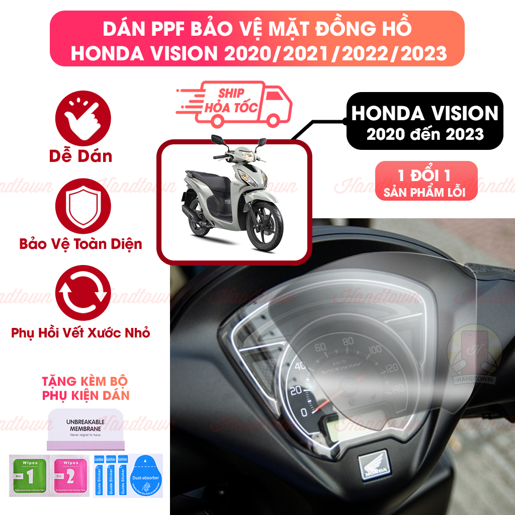 Miếng dán bảo vệ mặt đồng hồ Vision 2020-2023 cao cấp chống trầy xước PPF xe máy HondaVision 2020-2023 suốt cao