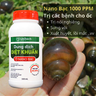 Nano Bạc diệt khuẩn (500ml) trị nổi nghiêng, sưng vòi cho ốc bươu đen, xử lý nước nuôi ốc an toàn (1000PPM)