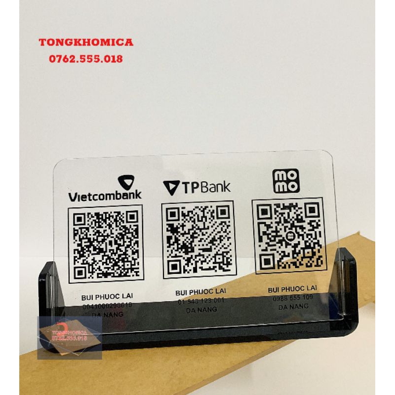 Kệ/bảng quét mã QR để bàn mica cao cấp