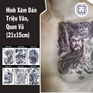 Hình Xăm Dán Quan Vũ. Triệu Vân, Nhị Lang Thần Chụp Ảnh, Đóng Phim, Dễ Dàng Tẩy Xóa - Dùng 2-5 Ngày (21x15cm)