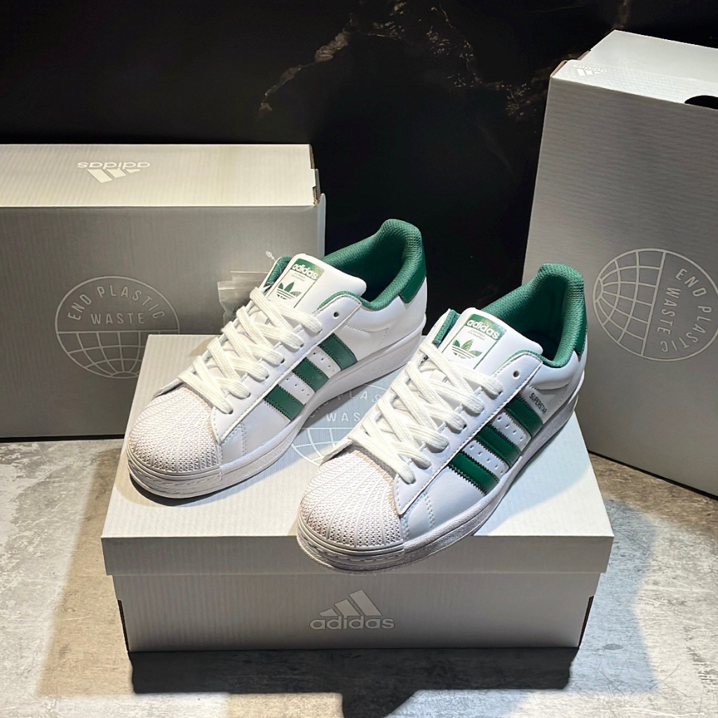Giày Thể Thao Adidas Superstar 'Cloud White/Collegiate Green/Cloud White'. Giày Thể Thao Sò Vạch Xanh Lá