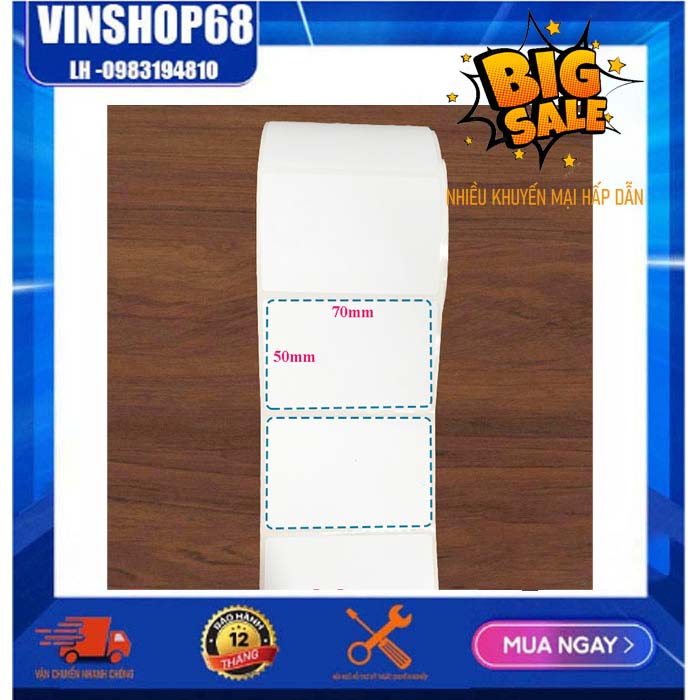 Decal nhiệt in tem nhãn 70x50, cuộn30m