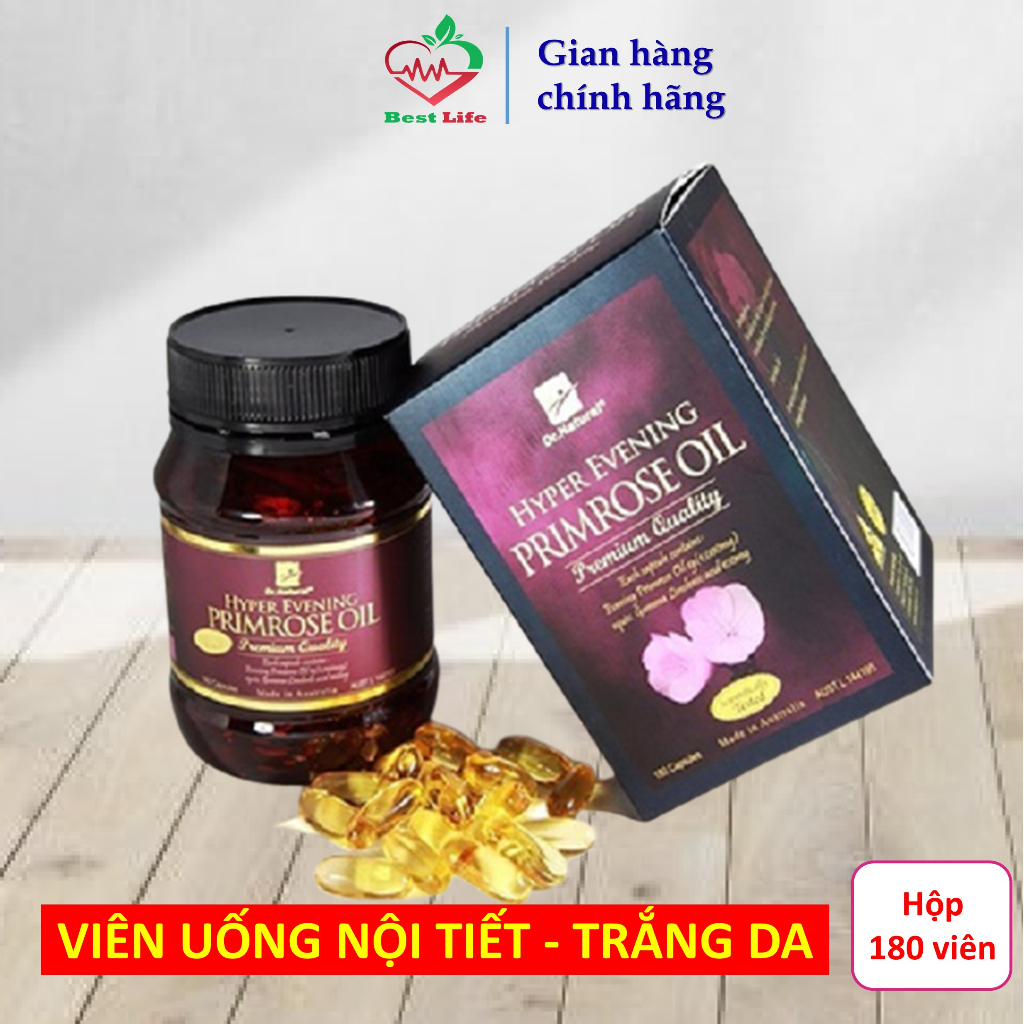 Tinh dầu hoa anh thảo Dr.Natural Hyper Evening Primrose Oil Bổ sung nội tiết tố giúp trắng da mờ nám hộp 180 viên