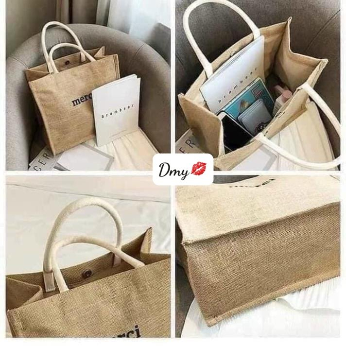 Túi Cói Merci Loại 1, Có Đệm Đáy Giữ Form Túi, Hàng Cao Cấp, Phong Cách Hàn Quốc - Diễm My Shop