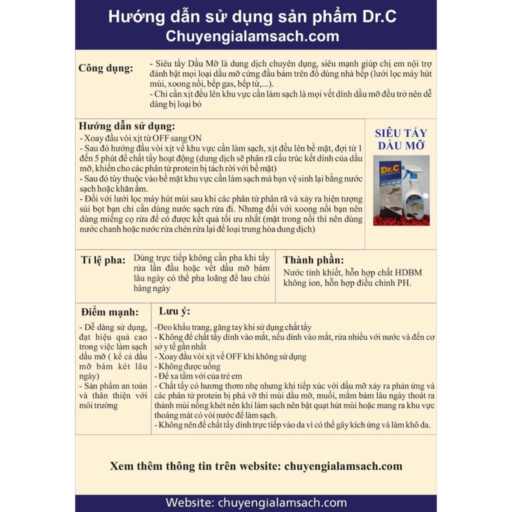 Siêu tẩy dầu mỡ DR.C