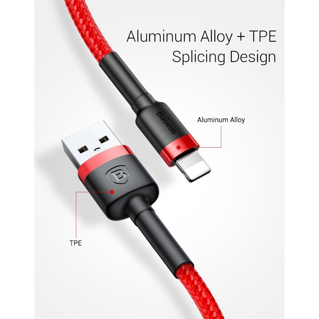 Cáp Sạc USB ip Baseus Sạc Nhanh 3A QC 3.0 Dây Bọc Dù Dài 1m/2m/3m Cho Điện Thoại Samsung Huawei Xiaomi