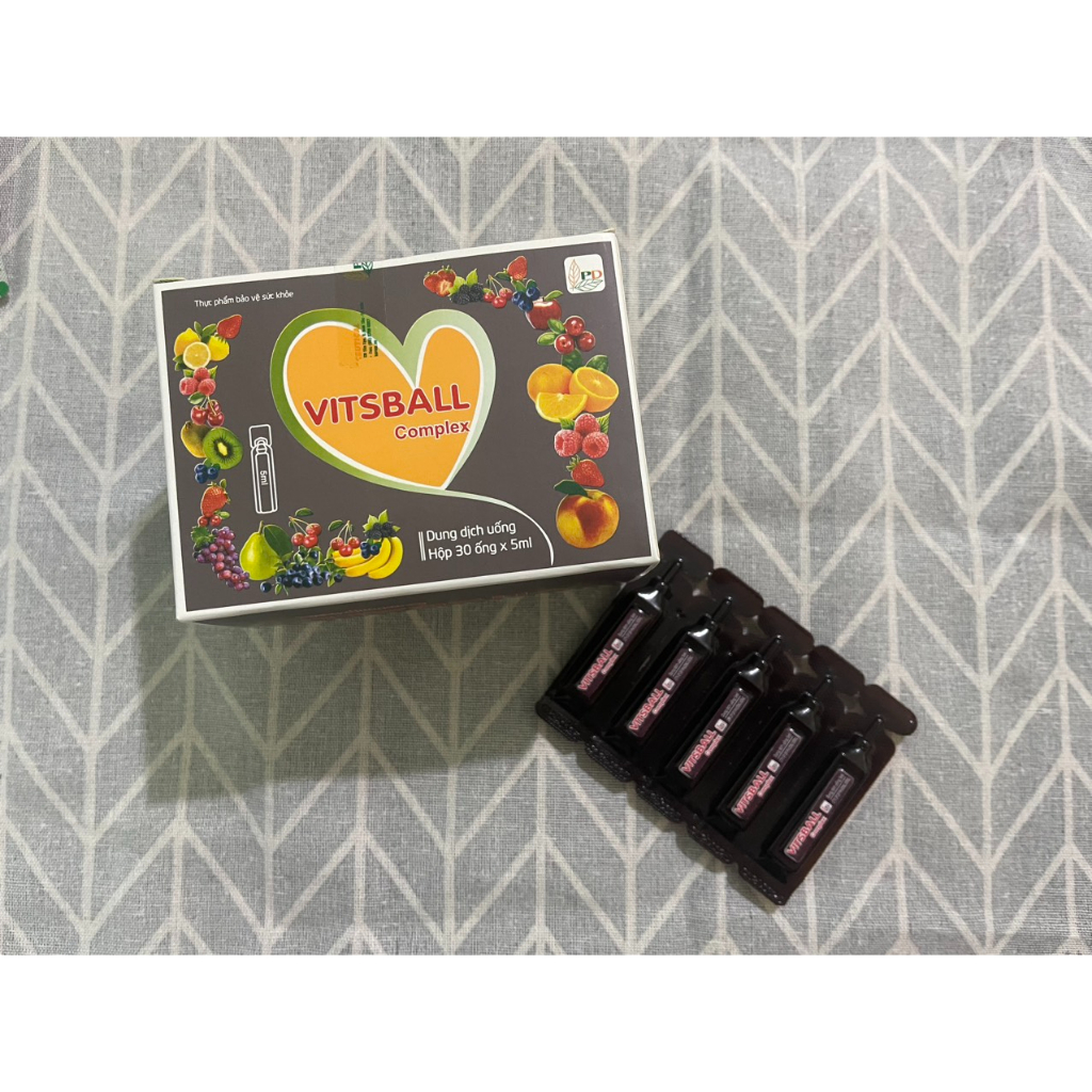 Ống VITAMIN C VITSBALL complex bổ sung vitamin C, tăng sức đề kháng trẻ em và người lớn (1 hộp 30 ống)