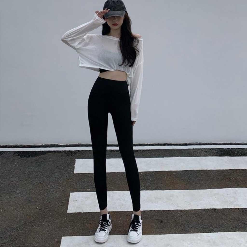 Quần Legging Nữ 4 Túi Cạp Cao Co Giãn, Quần Legging Lưng Cao Chất Cotton Tôn Dáng Siêu Hot VIETCEN