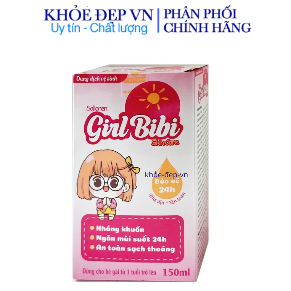 Dung dịch vệ sinh an toàn Girl Bibi giúp kháng khuẩn , ngăn mùi suốt 24h, dịu da – hộp 150ml giao ngẫu nhiên