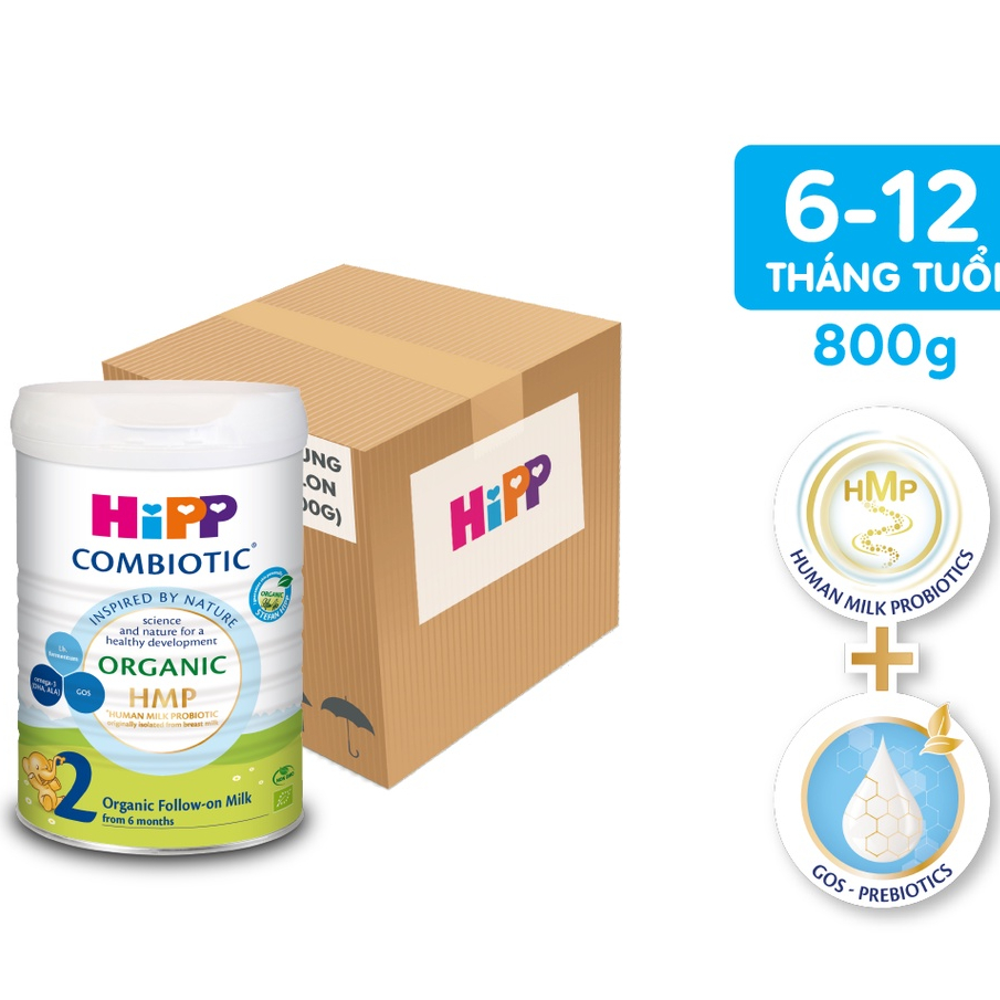 Combo 4 Lon Sữa HiPP 2 Organic Combiotic 800g sữa bột công thức bổ sung DHA trực tiếp - 1 Đổi 1 Nếu Lỗi