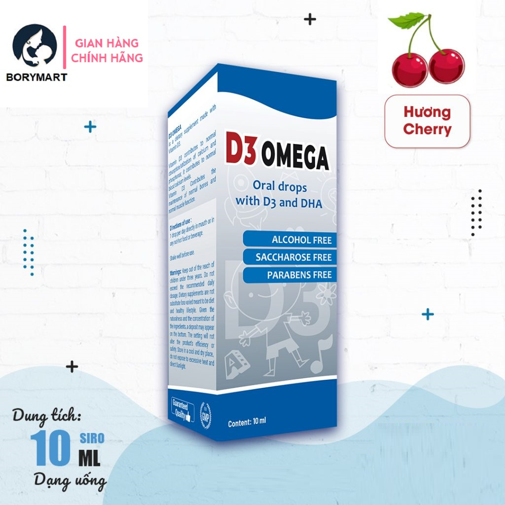 Vitamin D3 OMEGA nhỏ giọt,bổ sung D3 và DHA giúp hỗ trợ phát triển chiều cao cho bé 10ml HealthyPlex- Nhập khẩu từ Italy