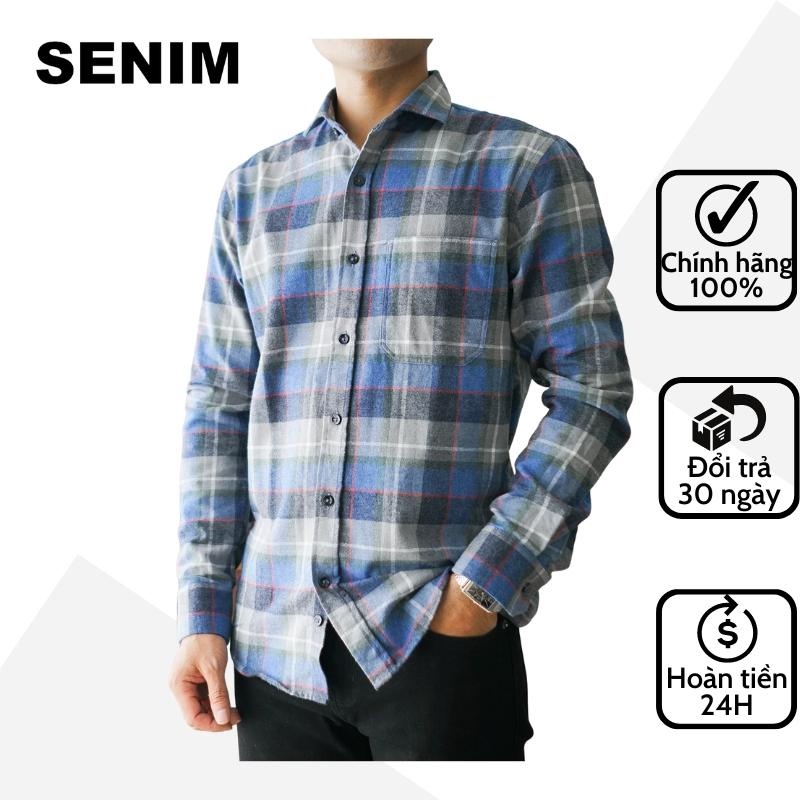 Áo sơ mi nam chất dạ mỏng mềm mại senim U611