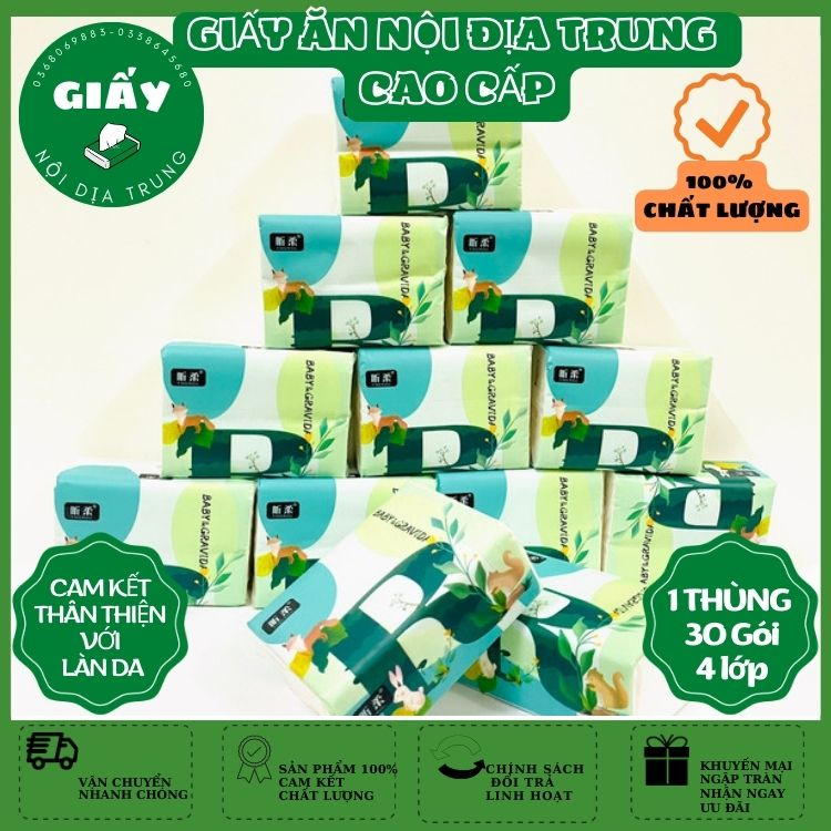 Giấy ăn nội địa trung cao cấp loại 4 lớp 300 tờ dai mền mịn không mủn, dính tay thân thiện với môi trường MS02