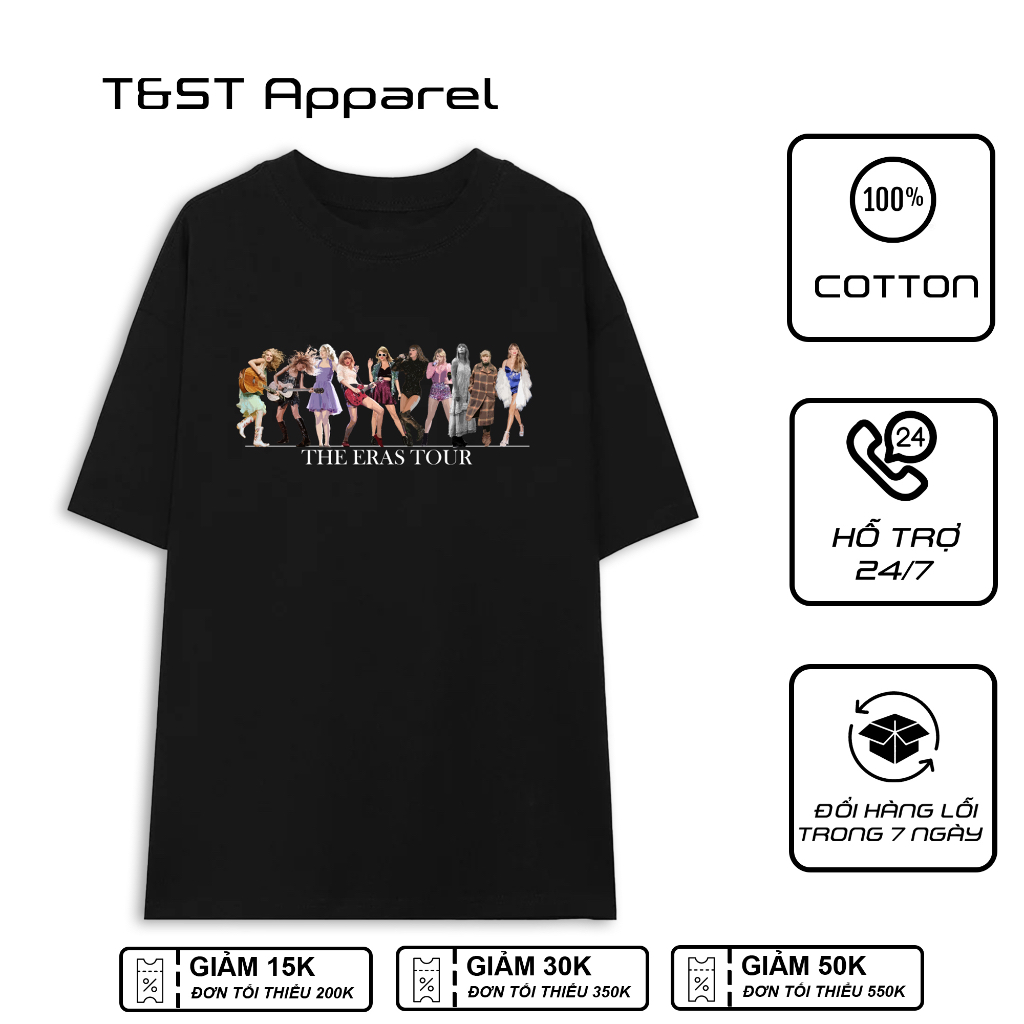 Áo thun Oversized Unisex Nam Nữ Cotton cao cấp ca sĩ thần tượng Taylor Shirt TS merch