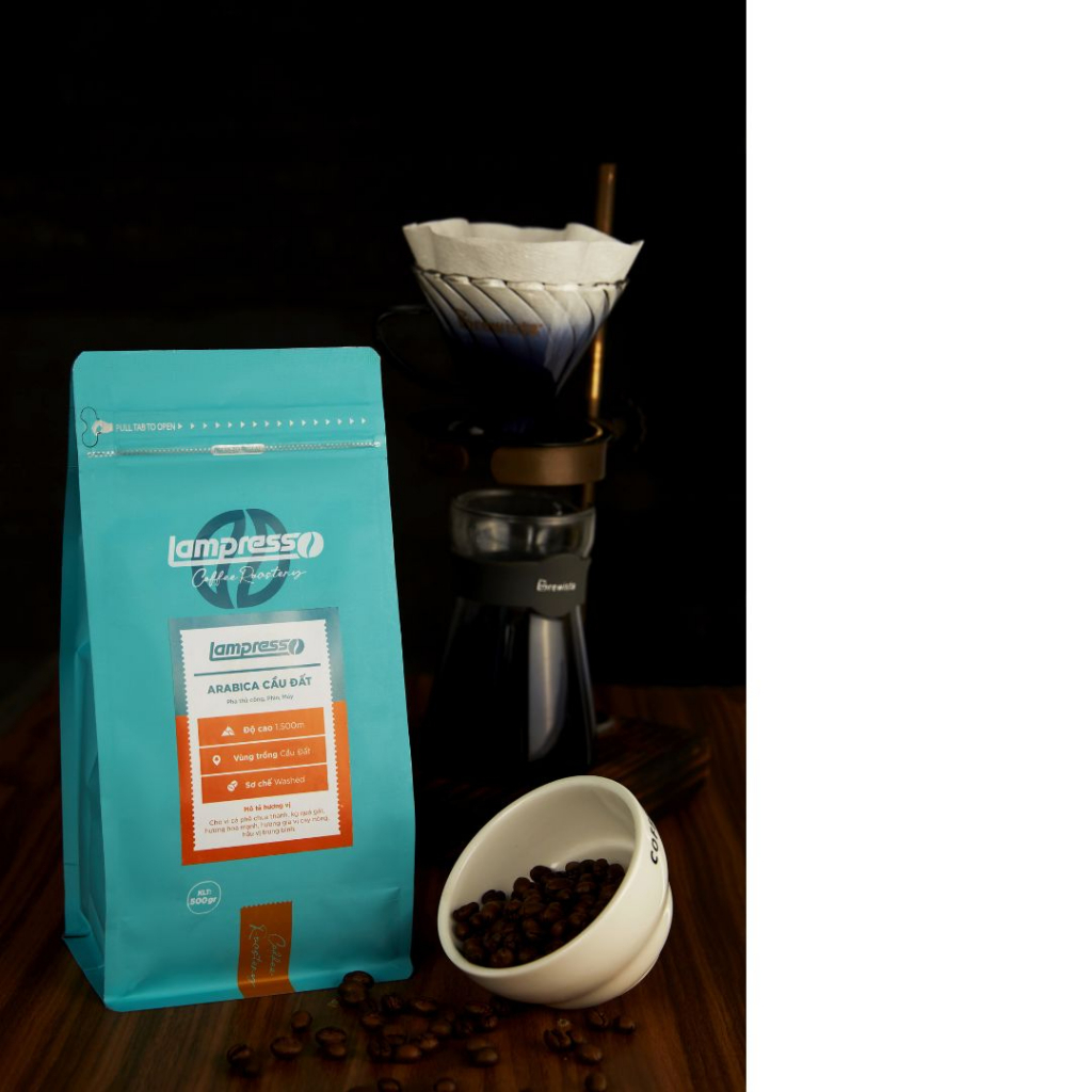 Cà phê Arabica Cầu Đất túi 500gr chua thanh, thơm nồng tự nhiên - Lampresso Coffee