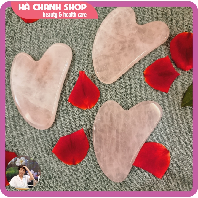 Đá Guasha Đá Massage Mặt Thạch Anh Hồng Hình Tim Mát Xa Mặt Mắt Dụng Cụ Spa Đẩy Tinh Chất Dưỡng Sinh Chăm Sóc Da