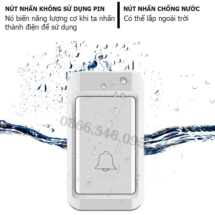 Chuông cửa không dây, không dùng pin, chống thấm nước - Chuông không dùng pin V207