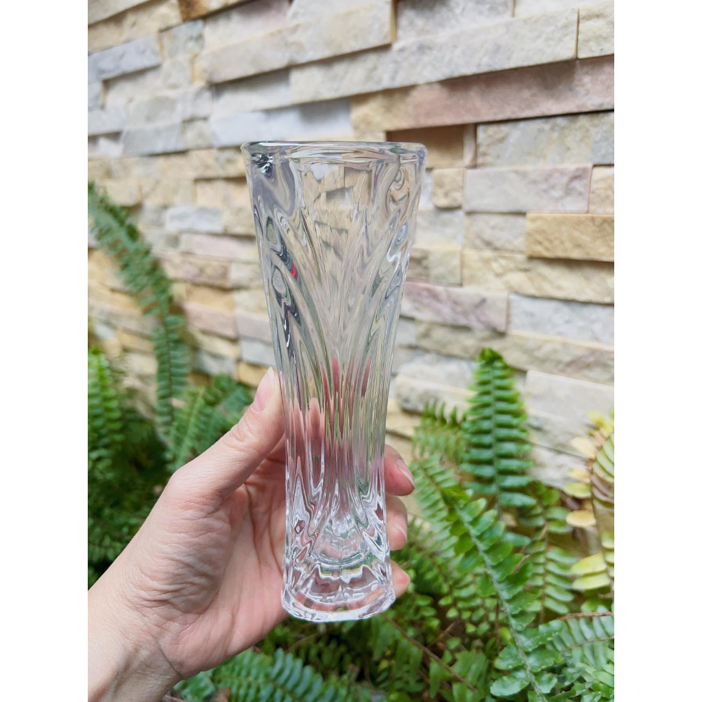 Lọ hoa thủy tinh pha lê trắng 17cm