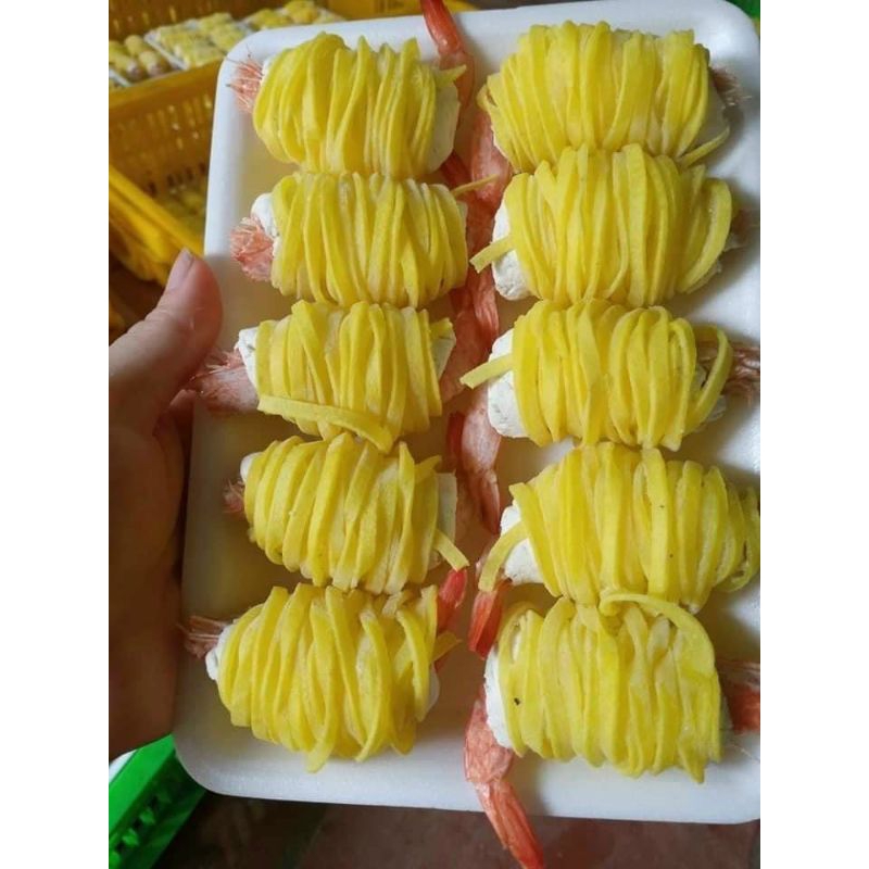 (Giao 1h) Tôm cuộn khoai tây, hàng loại ngon, 10 cuộn/khay