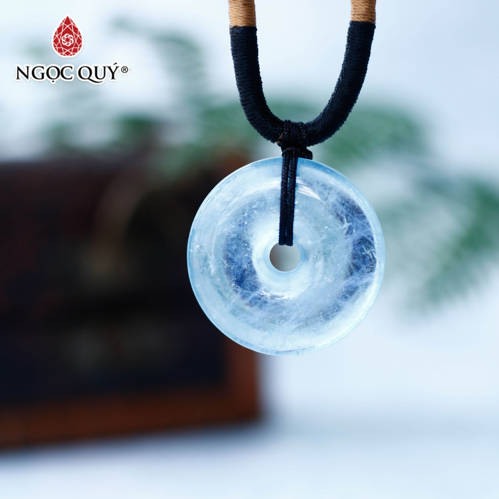 Mặt dây chuyền đồng điếu đá Aquamarine - Ngọc Quý